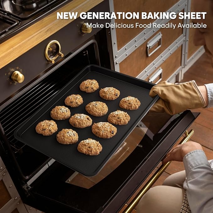 2 Pack Jelly Roll Pan 15.3” x 11.3” Cookie Sheets for Baking 0.8mm Thick Non Stick Baking Sheets for Oven Heavy Duty Baking Trays