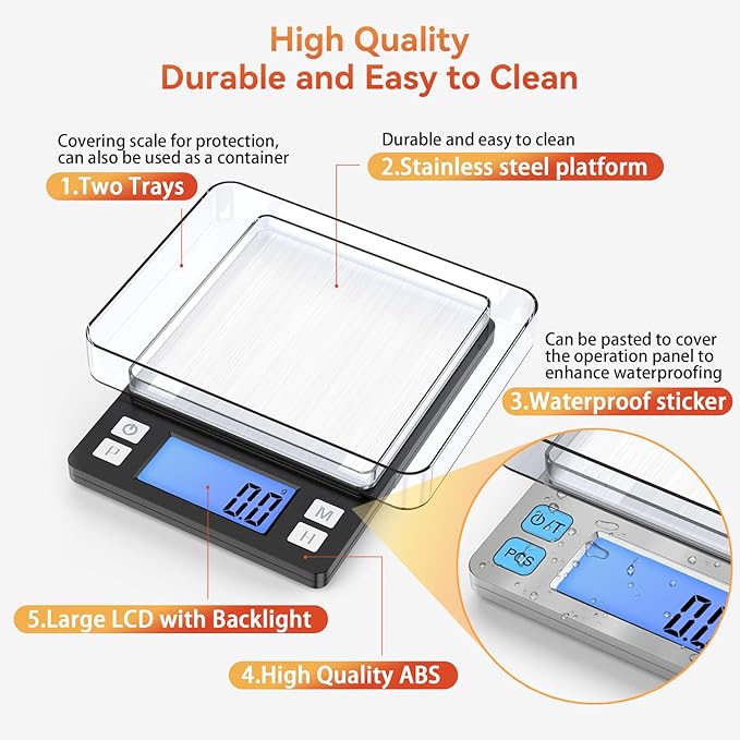 BOMATA Upgraded Small Food Scale with 0.1 g/0.001 oz High Precision