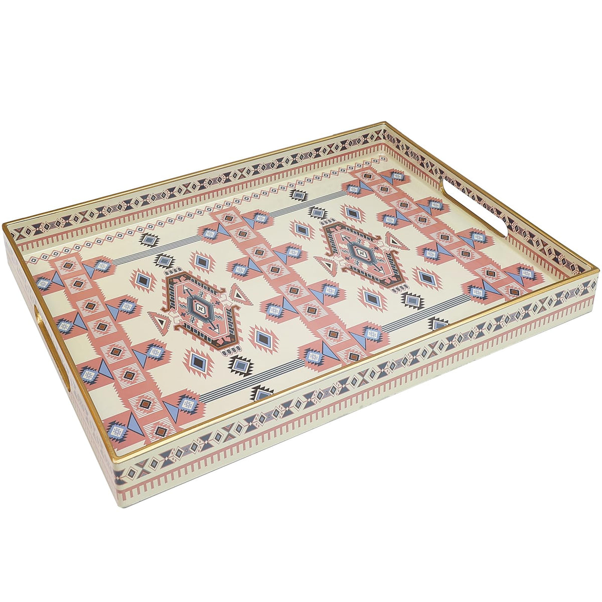 Spsyrine Plastic Serving Tray with Handles for Coffee Table, Dianthus