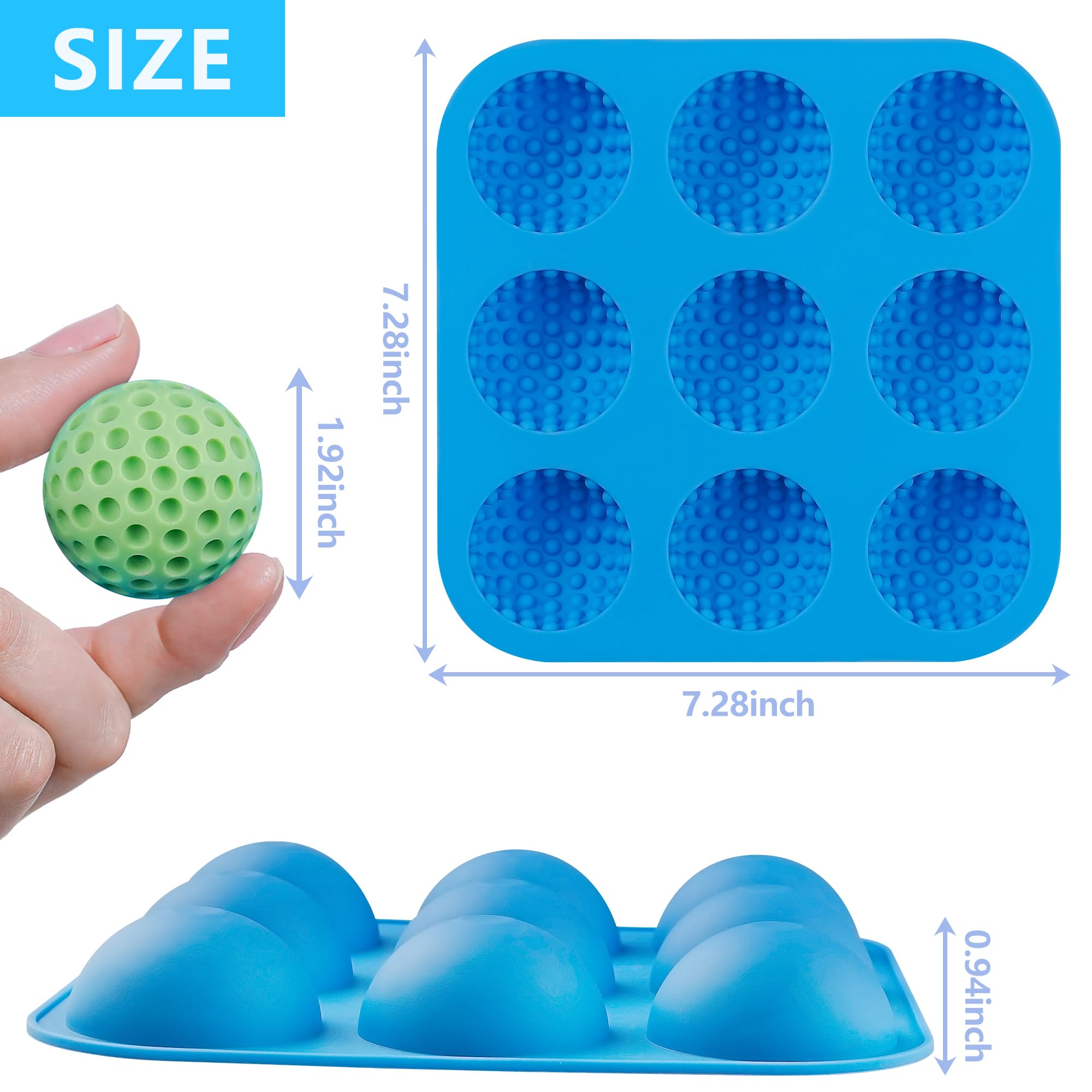 Sidosir Large Golf Ball Chocolate Silicone Molds for Cake Decorations,9-Cavity 3D Golf Ball for Ice, Hot Chocolate Bomb