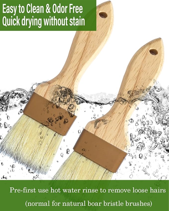 NXRACSH Pastry Brush,2 inch Basting Brush for Cooking and Baking,Natural Bristle Food Brush for Oil & Sauce,No Bristles off,Easy Clean,Durable Kitchen Marinade Butter Culinary Utensil (2 Pack)