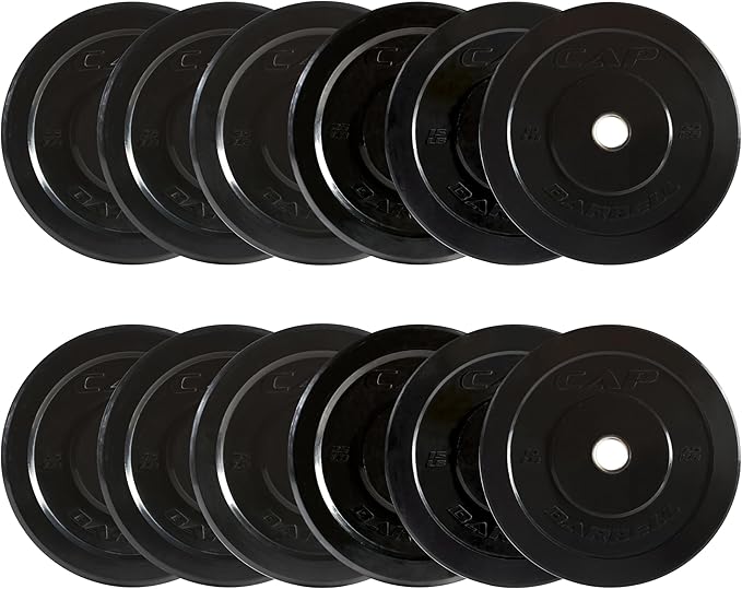 CAP 370lb Elite Olympic Bumper Plate Weight Set