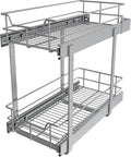 2 Tier Pull Out Cabinet Organizer 11" W X 17" D, Chromed, Full Slide Out