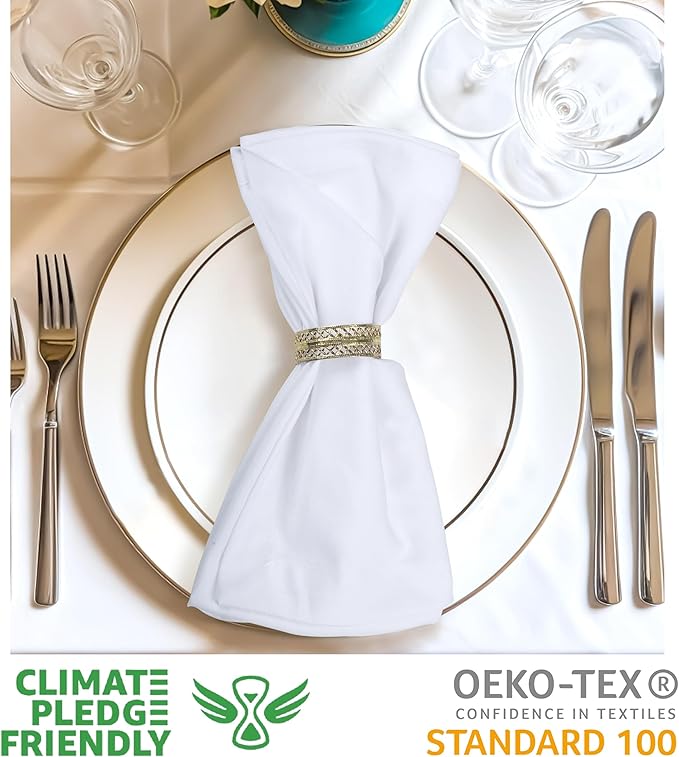 Urban Villa White Cloth Dinner Napkins 100% Cotton (Set of 12) 18x18 Inches