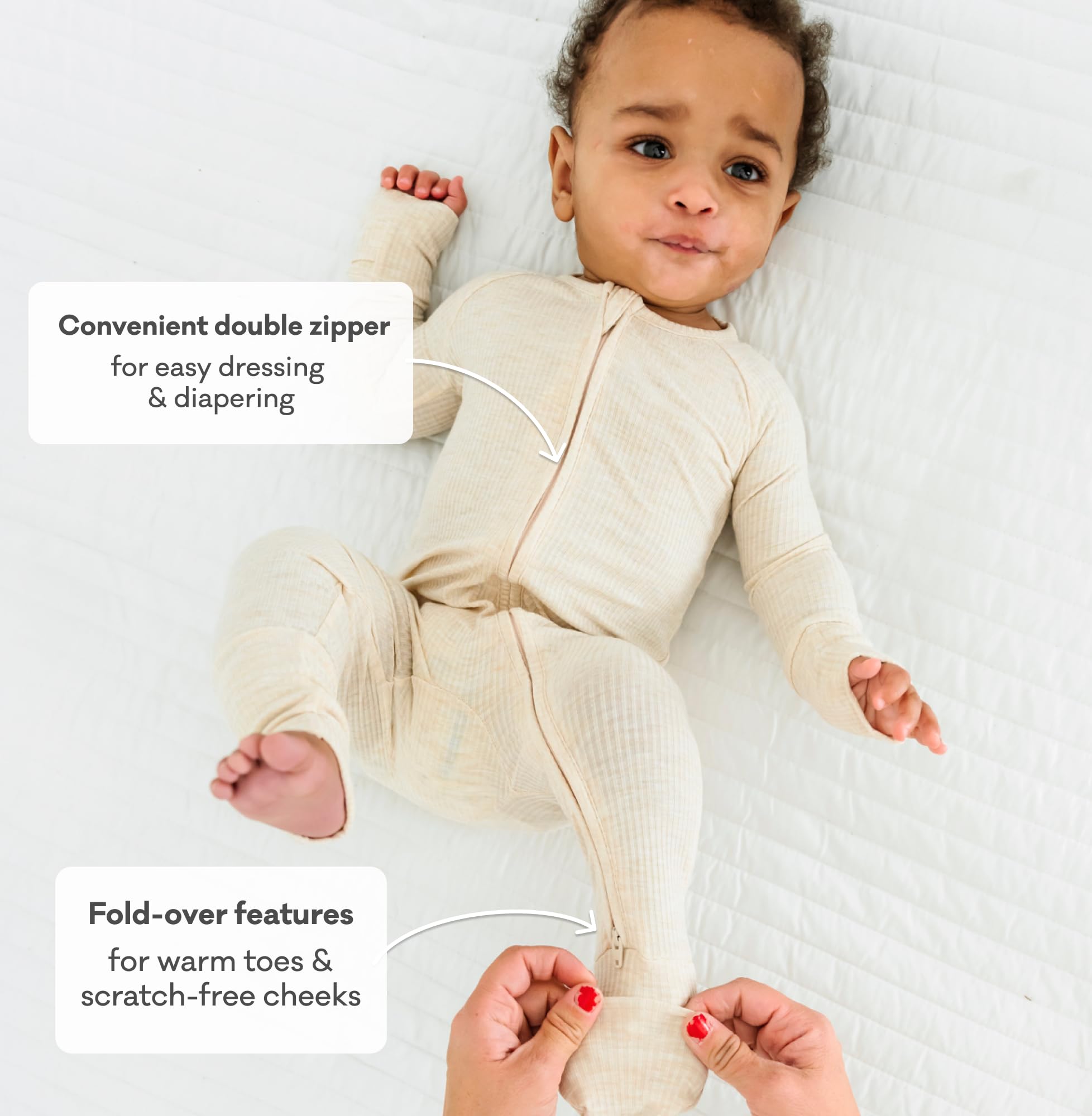 Little Sleepies Baby Pajamas, Heather Oatmeal, 18-24M