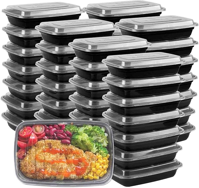 WEWBABY 26oz Meal Prep Containers, 50 Pack Reusable Food Storage with Lids