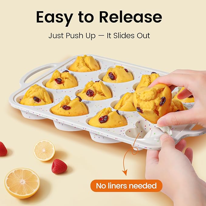 Fimary Premium Silicone Heart-Shaped Baking Mold with Metal Reinforced Frame – 1 Pack Non-Stick Cupcake & Muffin Pan for Baking Chocolate, Egg Bites & Brownies – BPA Free, Dishwasher & Oven Safe