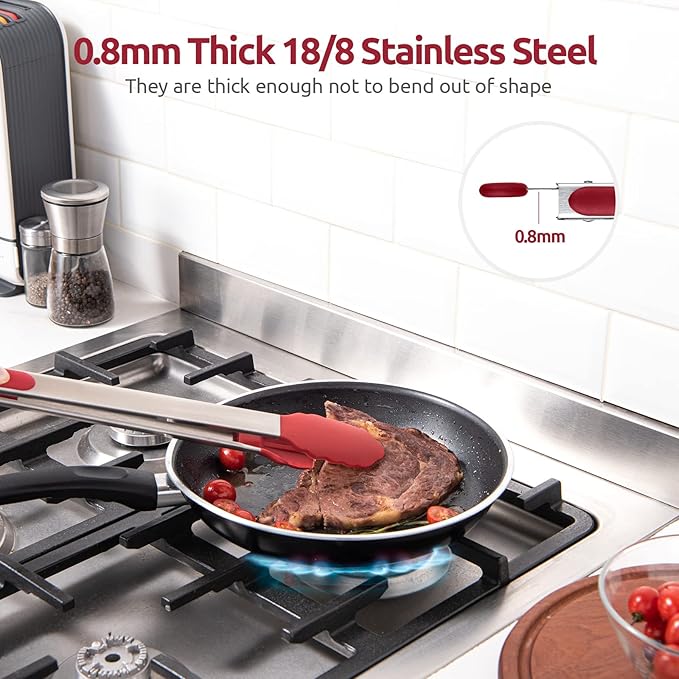 U-Taste Kitchen Tong for Cooking, 600ºF Heat-Resistant Silicone, 16in/Red