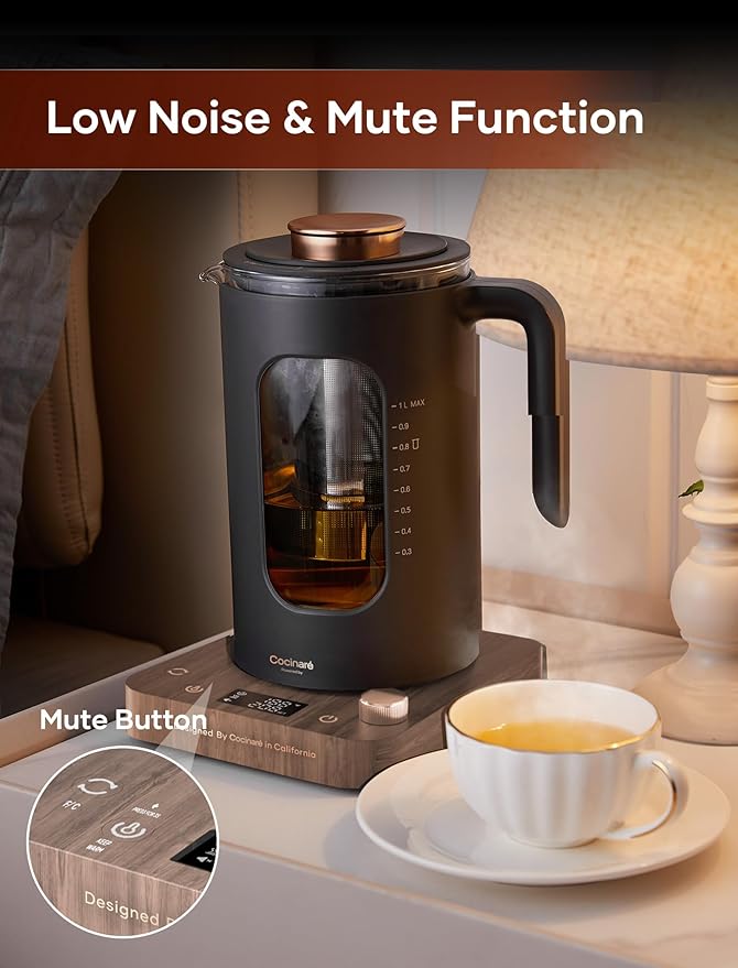 INTASTING Electric Tea Kettle with Infuser, 1℉ Temperature Control, 1 Liter