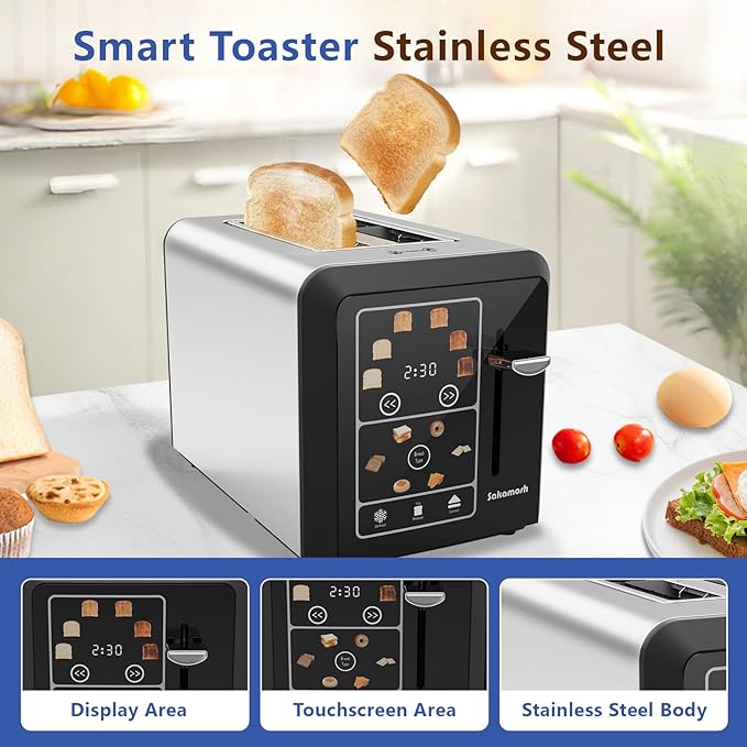 SAKAMOSH 2-Slice Touchscreen Toaster with bagel function