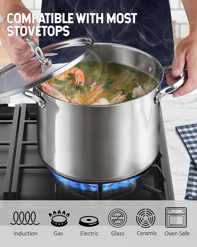 Cooks Standard Heavy Duty Stainless Steel Stock Pot - Large Deep Pot