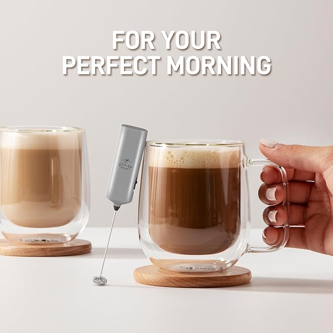 Mini & Mighty Milk Frother Wand – Powerful Handheld Coffee Frother, Battery Operated Drink Mixer – Compact Pocket Size – Detachable Whisk for Latte, Cappuccino, Matcha, Hot Chocolate