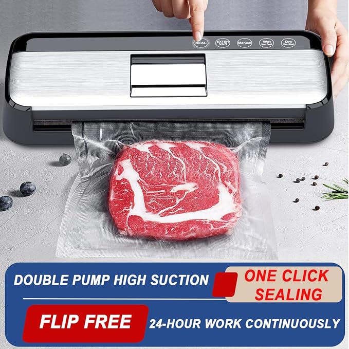 85KPa Vacuum Sealer Machine One-Touch Automatic Food Sealer with 15 Bags