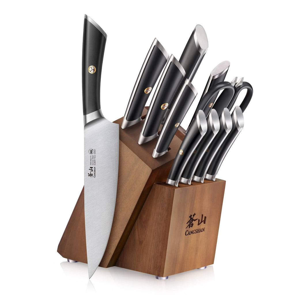 Cangshan ELBERT Series German Steel Forged Knife Block Sets (12-Piece, Black)