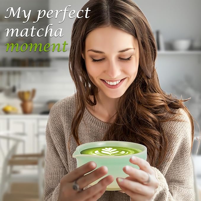 Matcha Whisk Set, Japanese Tea Set Includes Matcha Bowl with Spout, Bamboo Whisk, Ceramic Chasen Holder, Scoop, Sifter, 5 pcs Traditional Tea Making Kit for Matcha Lovers Women Men