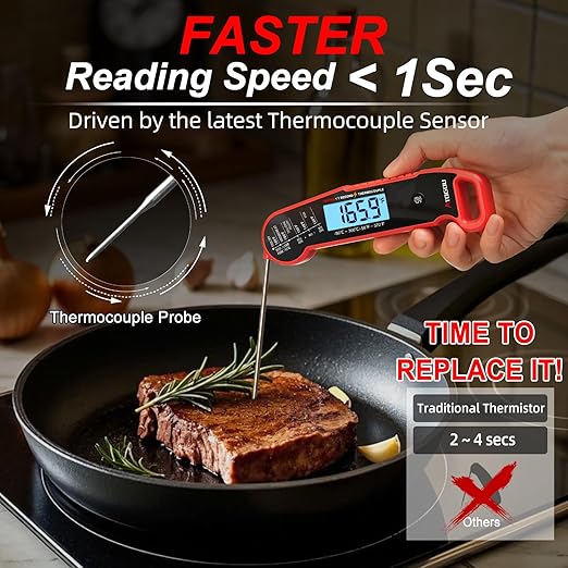 Atogou Professional Meat Thermometer Digital, <1 Sec Instant Read, Red