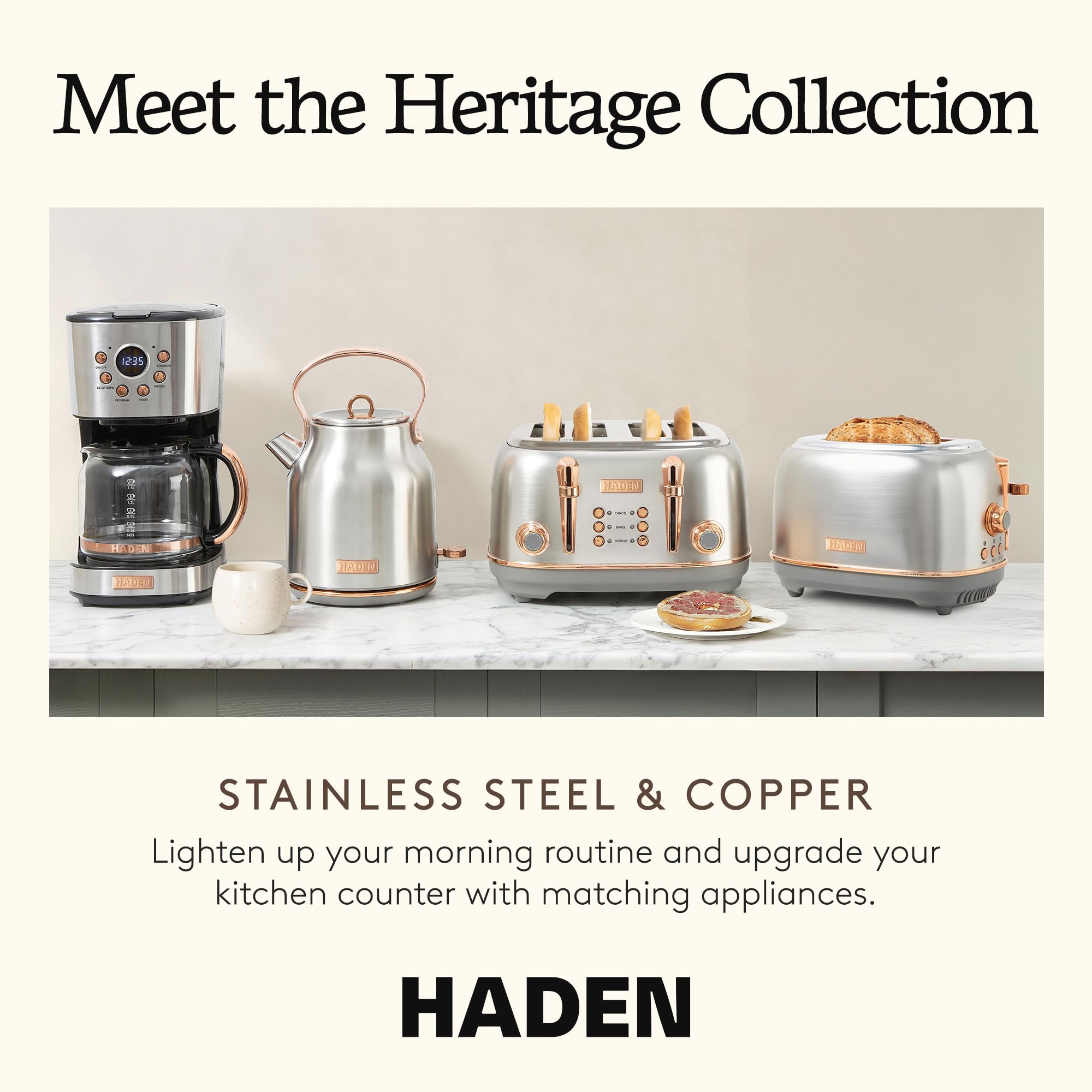 Haden Heritage 4 Slice Wide Slot Stainless Steel Toaster