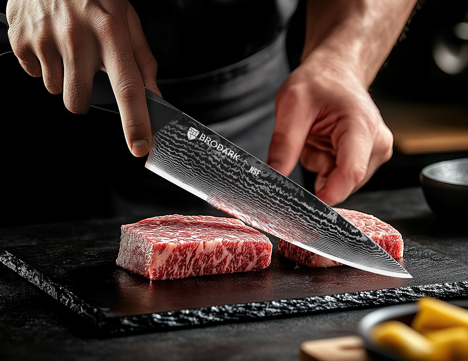 BRODARK Knife Set, 9PCS Damascus Knife Set with Block, Japanese Knives