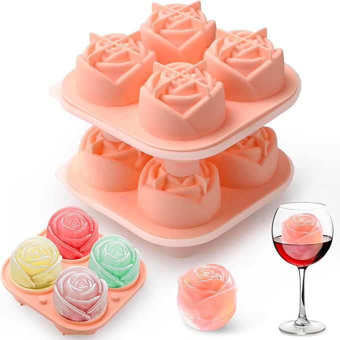 Aibirui Rose Ice Cube Mold,2" x 8 ices,Large Ice Cube Molds,Ice Cube Tray