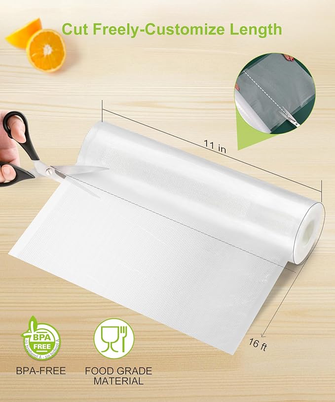 Bonsenkitchen 6 Rolls 11" x 16' Vacuum Sealer Bags for Food with Color Box