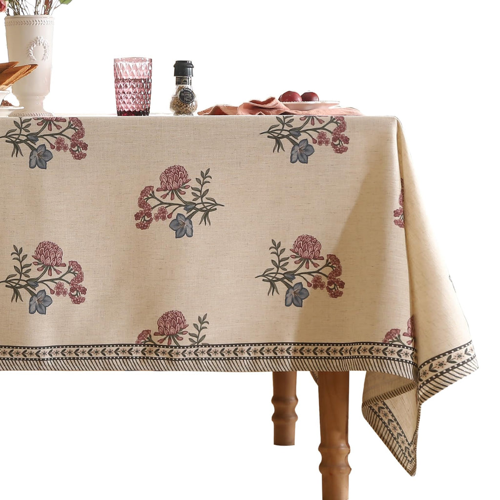ISAENNE Designer French Linen Square Tablecloth,67"x67"-Helena E