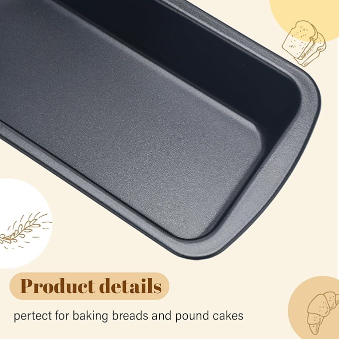 Patelai 4 Pack Small Loaf Pans for Baking Bread Non Stick Bread Pan Rectangle Baking Tray Toast Mold(Black,7.32 x 3.78 Inch)