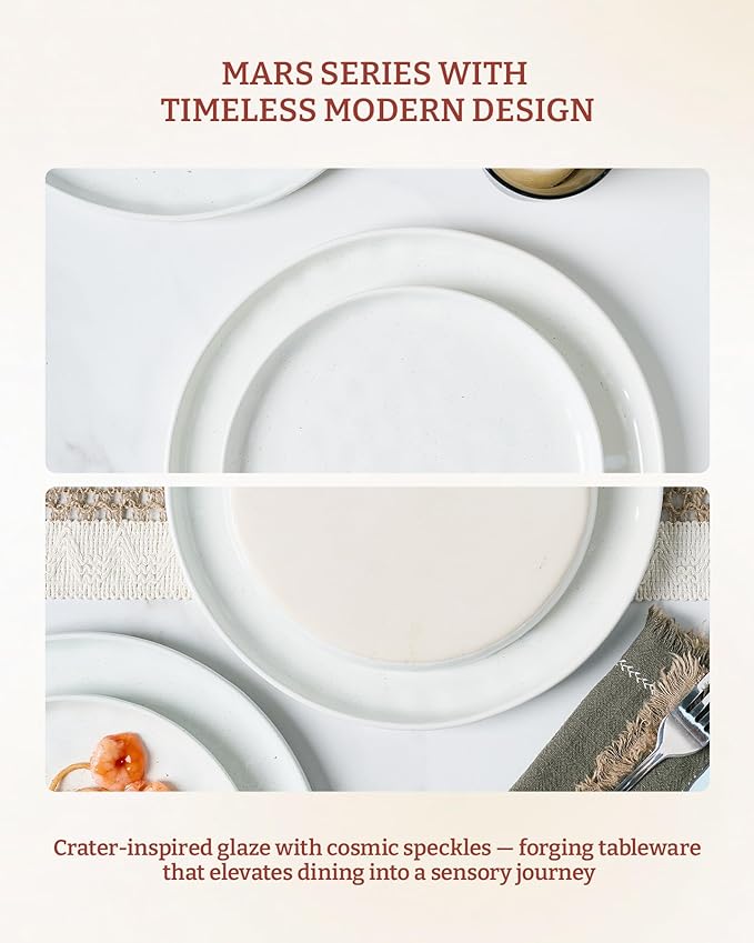 Famiware Mars Stoneware Dinnerware Set for 4, White
