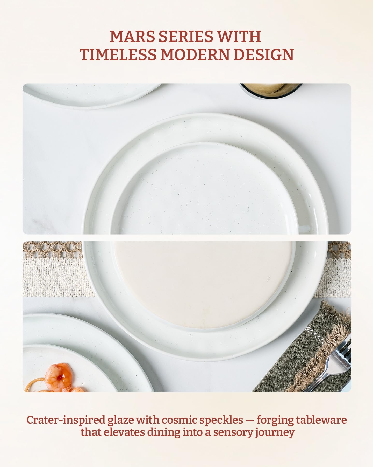 Famiware Mars Stoneware Dinnerware Set for 6, White