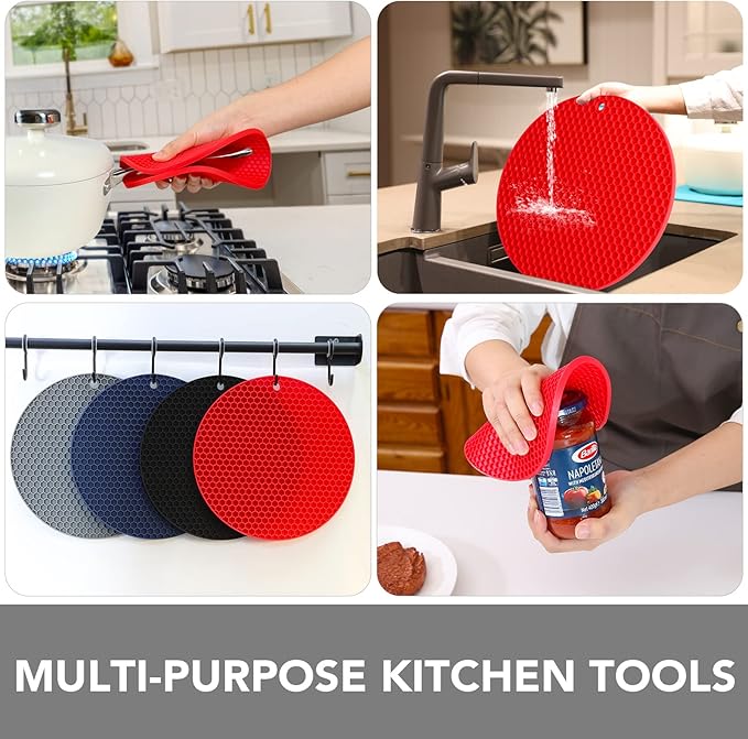Joyhalo 4 Pack Silicone Trivet for Hot Dishes