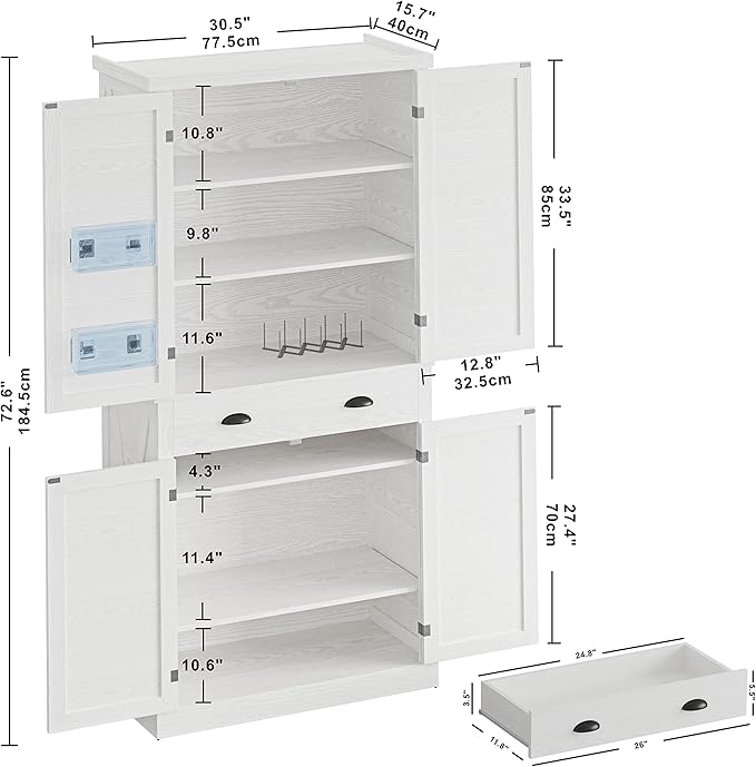 IRONCK Storage Cabinet with Drawers and Doors for Living Room and Entryway
