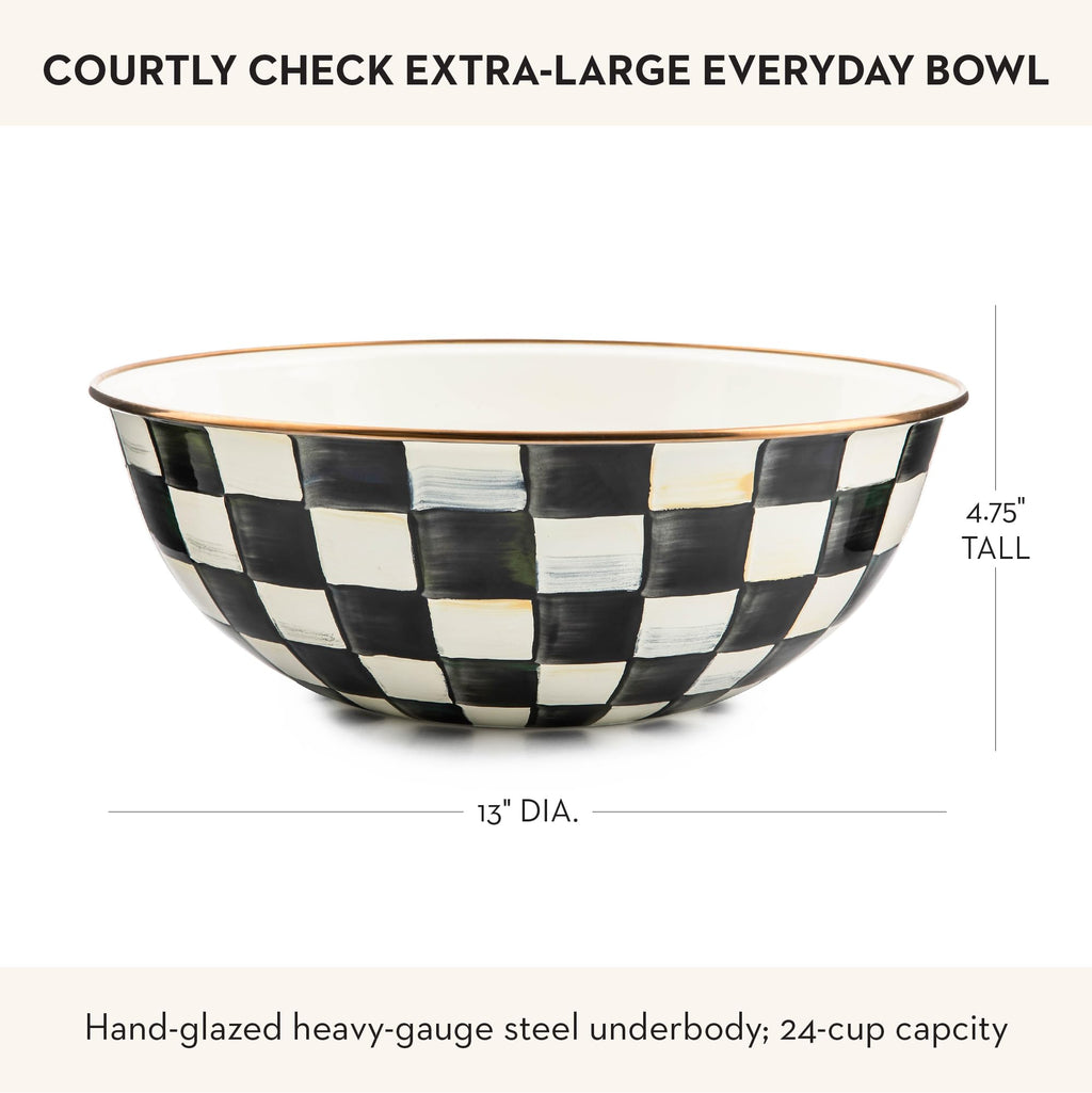 MACKENZIE-CHILDS Everyday Bowl, Extra-Large, Black-and-White Courtly Check