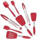 5-Piece Silicone Spatulas Set with Tongs, 446°F Heat Resistant, Red