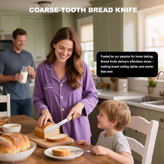 LenDLY 2-Pack Bread Knife & Bread Lame Set: 10" Premium Stainless Steel Serrated Knives Blade with Wood Handle for Homemade Bread, Sourdough Tomato, Bagel + Dough Scoring Tool for Razor Sharp Carving