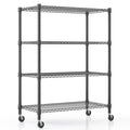 Himimi 18" D×36" W×72" H Storage Shelves with Wheels Metal Wire Shelving Unit 4 Tier Adjustable Shelving Heavy Duty Garage Shelf Organizer Rack Loads 1600LBS，Black