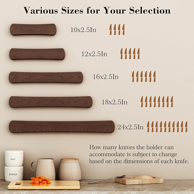 Swaitee Magnetic Knife Holder for Wall, 24 Inch Large Acacia Wood Magnetic Knife Strip, Kitchen Storage Organizer, Fridge Side Mount, Housewarming Gifts for New Home
