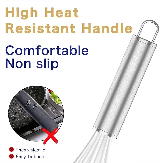 OYV White Silicone Whisk Set of 3, 8/10/12 Inch, Non-Scratch