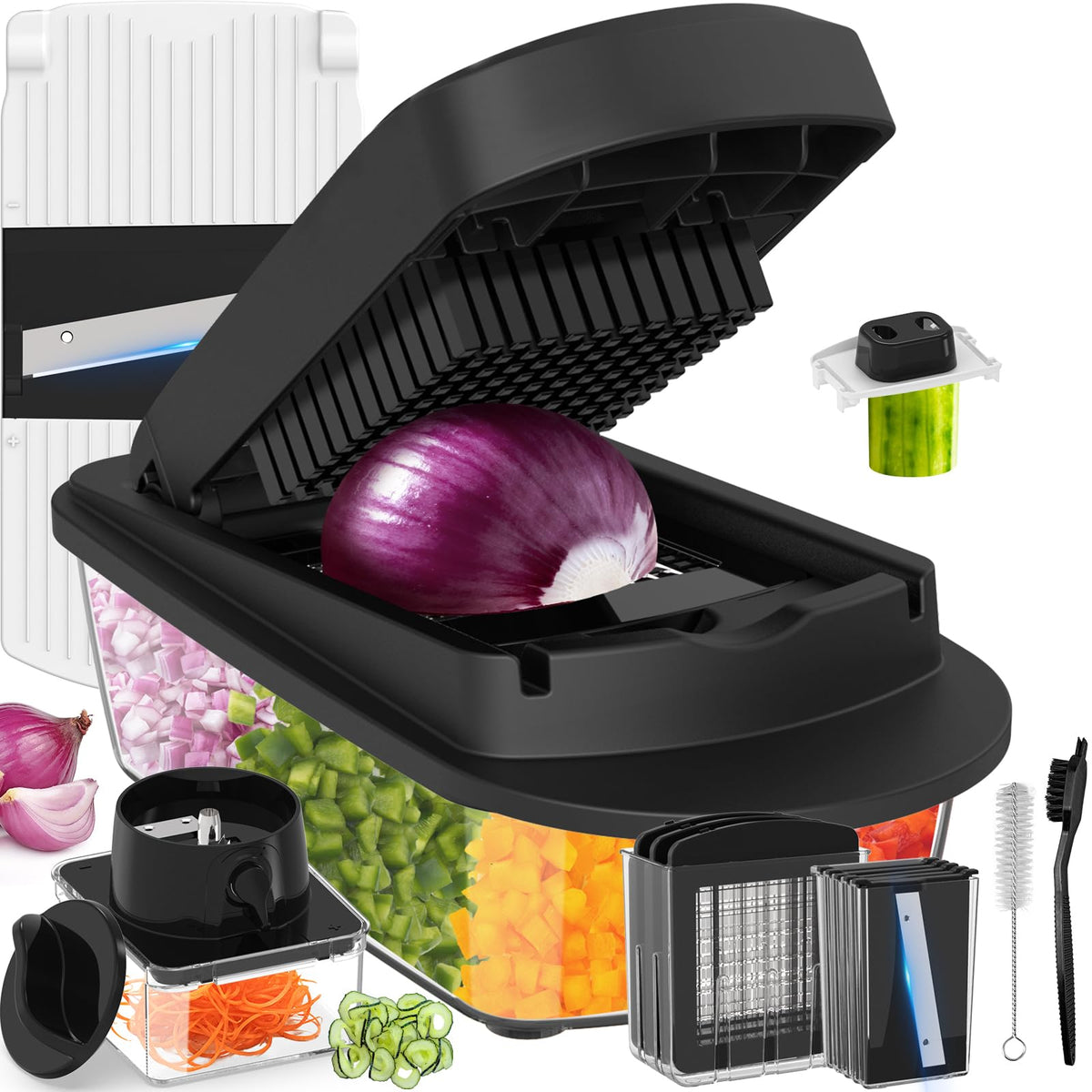 8-Blade Cook Tool & Gadget Sets, Egg Slicer Chopper Grater Set, Black
