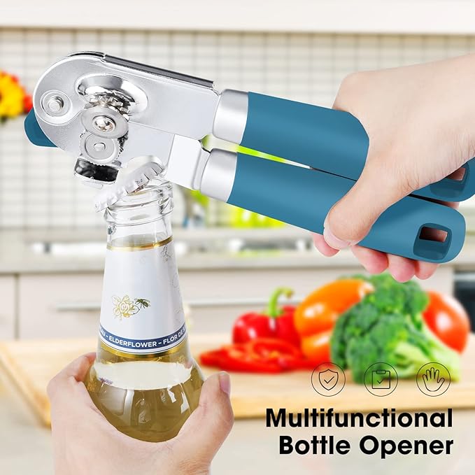 Beneno Heavy Duty Hand Can Opener Manual with Magnet Lid Remover, Aqua
