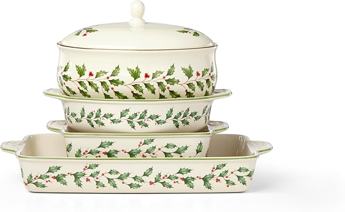 Lenox Holiday Ivory Porcelain Christmas Candy Jar with Lid