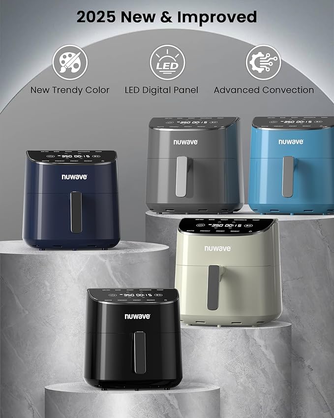 Nuwave Brio Plus Air Fryer 8 Qt, New & Improved, PFAS-Free Ceramic Coating