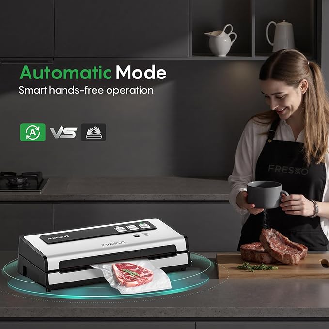 FRESKO Vacuum Sealer Machine with Automatic Bag Detection, Compact Design