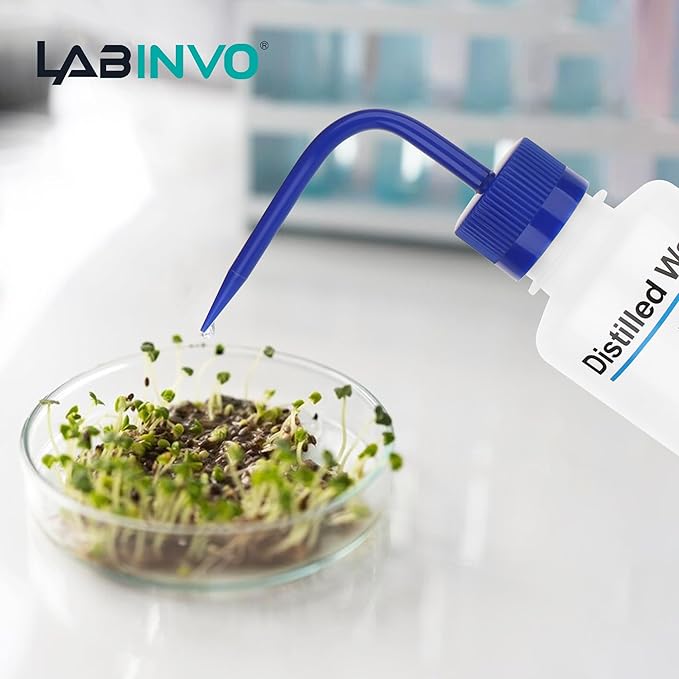 LABINVO Safety Wash Bottles, Vol.500ml, 6PCS of Lab Rinse Squeeze Bottles, Printed Acetone, Ethyl Alcohol, Methanol, Isopropanol, Distilled Water, Sodium Hypochloride, LDPE Material, IN-WBS001
