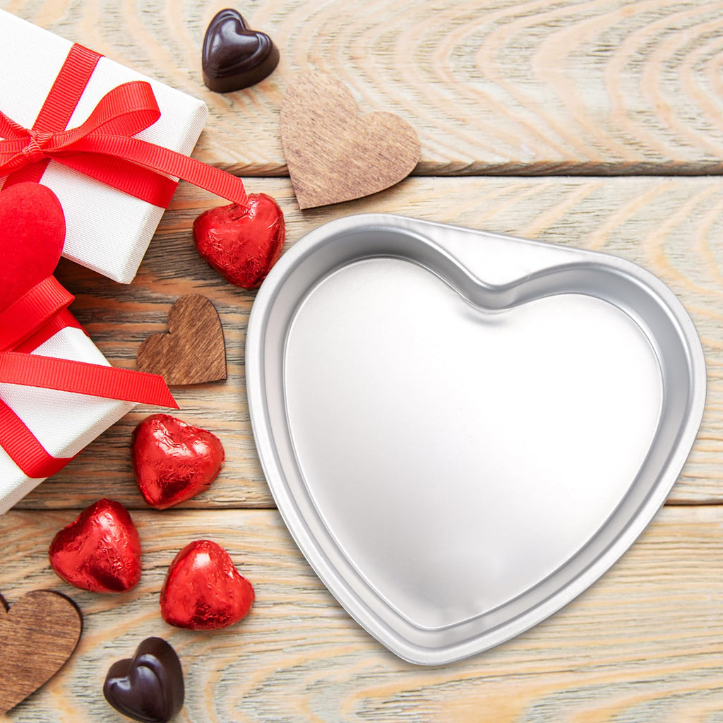 Gvhntk Heart Shaped Cake Pan 10 Inch Aluminum Cake Pans Heart Cake Tin Baking Cake Mold for Valentine's Weddings Birthday Party