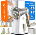 Rotary Cheese Grater Hand Crank, 5-in-1 Vegetable Chopper Spiralizer Slicer