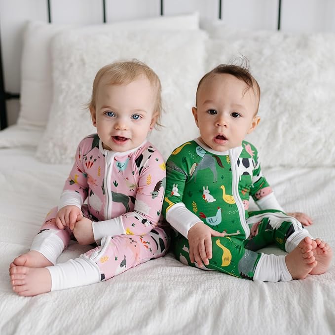 Little Sleepies Baby Pajamas, Green Farm Animals, 2T