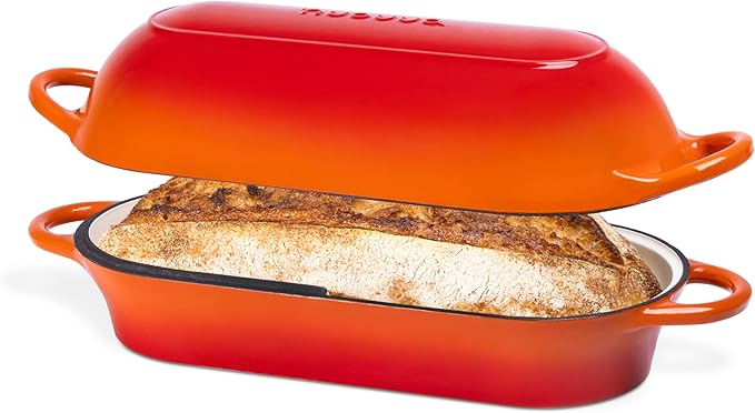 Dutch Oven For Sourdough Bread Baking – Enamelled Cast Iron Bread Loaf Pot – Oven Safe Non Stick Bread Pot – Rectangular