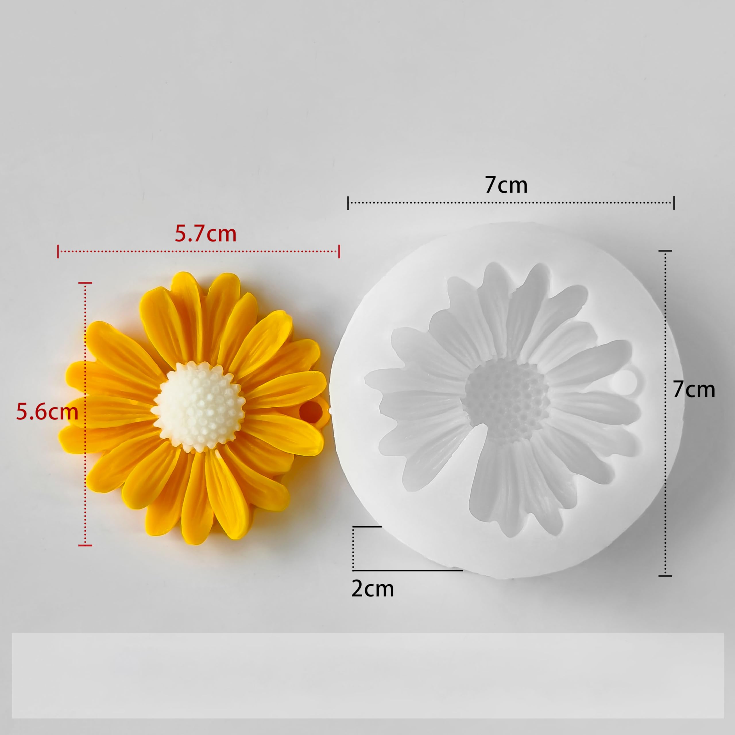 2 Pcs Daisy Flower Pendant Candle Mold - 2 Style - Silicone Resin Casting Molds for Candle & Resin & Soap Craft Supplies