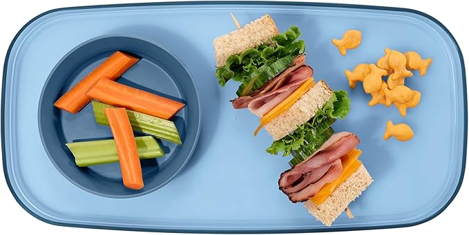 madesmart dipware Small Serving Plate, Stackable & Removable Dip Bowl for Salsa, Queso, Salad, Olives, Dishwasher & Microwave Safe, Multipurpose Plate & Bowl, Blue