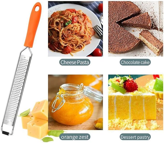Lemon Zester & Cheese Grater Set of 2,Kitchen Zester Tool for Cheese,Lemon,Nutmeg, Chocolate, Fruits, Vegetables With Protective Cover (Orange)