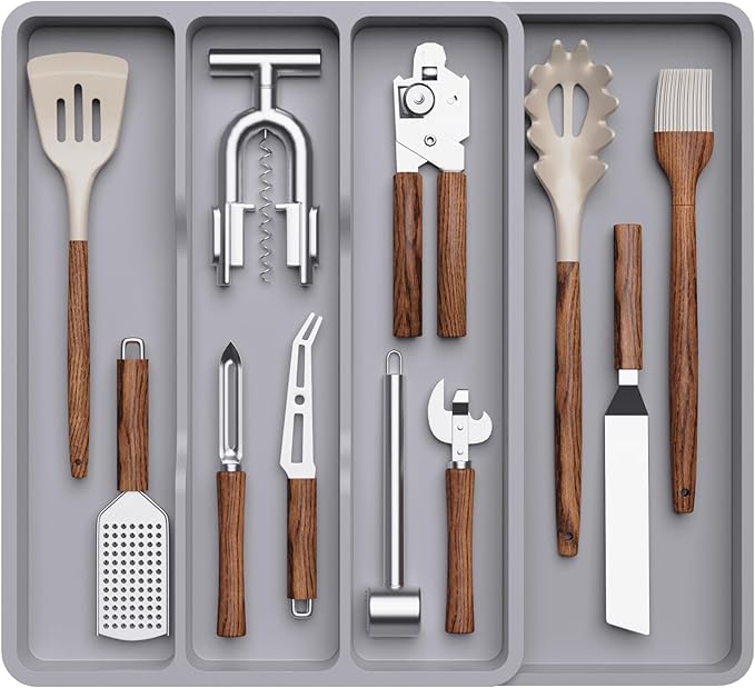 Lifewit Utensil Organizer for Kitchen Drawer, Expandable Cooking Tray
